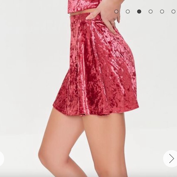 New in Package Burgundy Velour High Waist Mini Skirt, Juniors - Picture 2 of 4